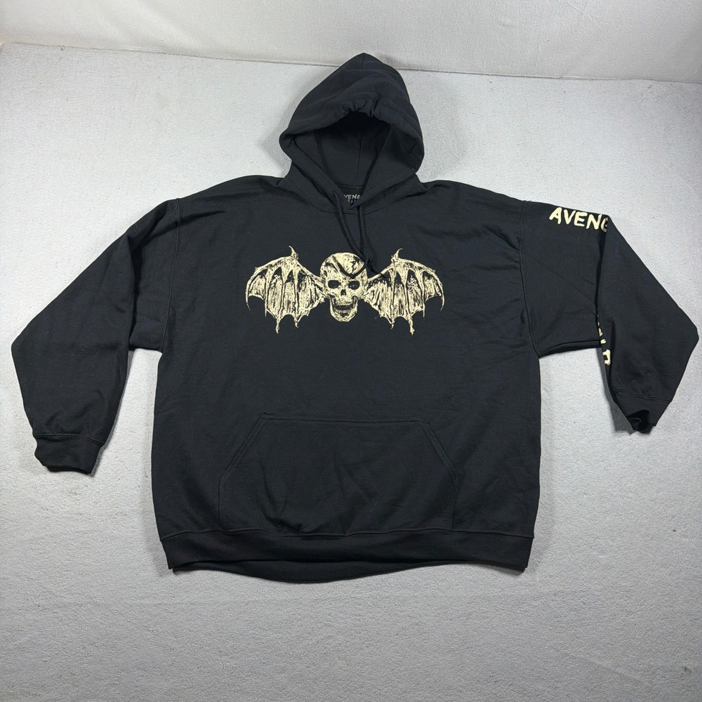 Avenged Sevenfold Hoodie Men XXL Relaxed Black Deathbat Metal Band Metalcore